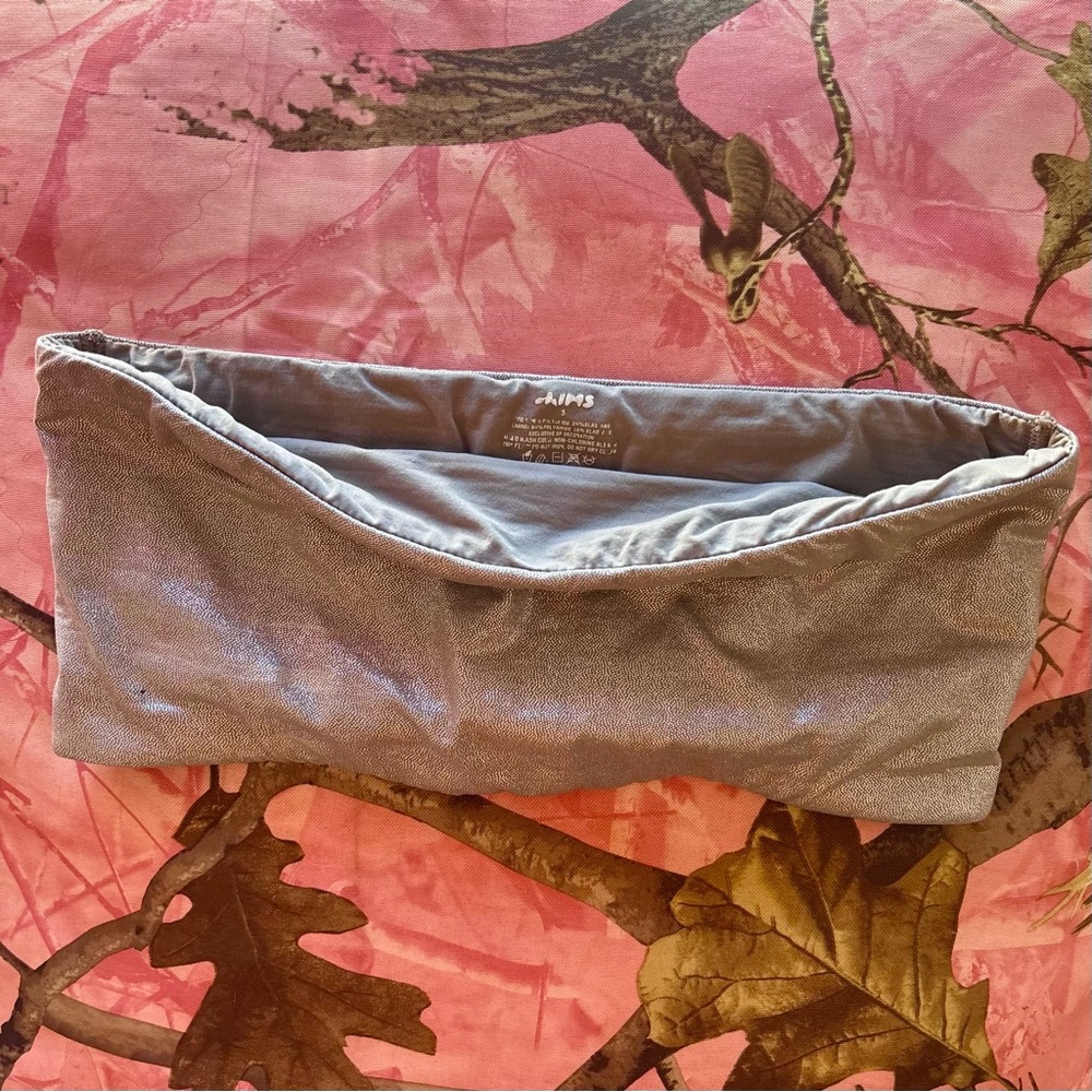 skims bandeau bra strapless silver metallic grey shiny shapewear top
